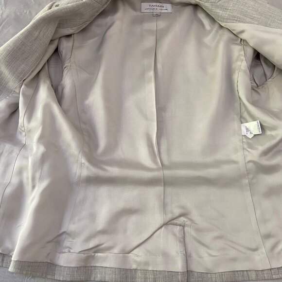 Formal suit jacket Tahari Arthur S. Levine Womens Blazer Light Gray Size 12 - Picture 10 of 12
